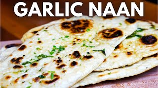 Easy Homemade Garlic Naan  Indian Flatbread in Cast Iron Skillet [upl. by Nyraf669]