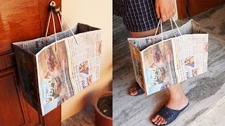 How To Make Paper Bag with Newspaper  Paper Bag Making Tutorial Very Easy [upl. by Llig]