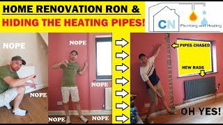 Hiding The Central Heating Pipes Chasing Walls  Home Renovation Ron [upl. by Garreth]