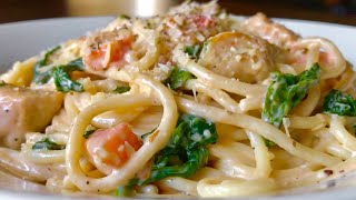 Creamy Chicken amp Spinach Spaghetti  Em’s Kitchen [upl. by Bach69]