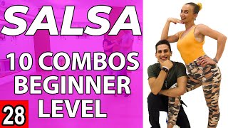 Salsa Tutorial 28 10 beginner salsa patternscombos  by MariusampElena 2020 [upl. by Yentruoc237]