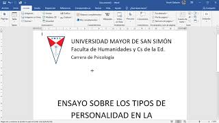 Cómo hacer una carátula en Word [upl. by Oaoj188]