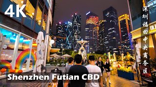 Night Walk Around Futian CBD in Shenzhen China  4K Walking Tour Video [upl. by Otiragram]