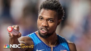 Noah Lyles golden anchor leg gives USA 4x100 relay world title  NBC Sports [upl. by Nollat]