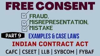 Fraud  Misrepresentation  Mistake  Free Consent  Indian Contract Act  Caselaws  Example [upl. by Aikel519]