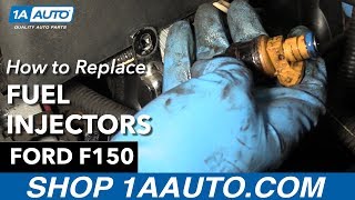 How To Replace Fuel Injectors 9704 Ford F150 [upl. by Nnylidnarb625]