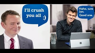 MAGNUS CARLSEN secretly CRUSHES Jan Gustafsson in his live stream [upl. by Ecienal]