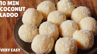 Instant Coconut Ladoo Recipe with Condensed Milk  नारियल के लड्डू Hindi [upl. by Sairtemed]