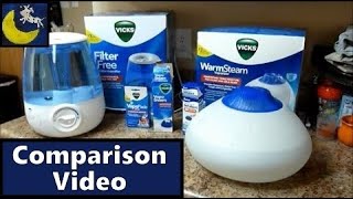 Vicks Warm Steam Vaporizer Vs FilterFree Cool Mist Humidifier with VapoPads VapoSteam amp Kaz [upl. by Aicssej]