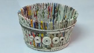 How to make a newspaper basketDIY newspaper craft [upl. by Ylek]