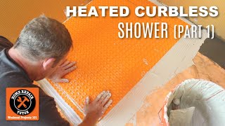 DITRAHEAT Mat Installation Schluter Curbless Shower Part 5 [upl. by Bender]