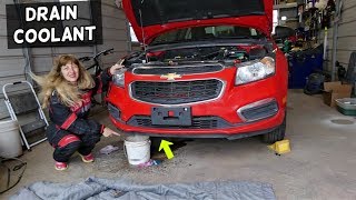 CHEVROLET CRUZE DRAIN COOLANT FLUSH RADIATOR COOLANT [upl. by Enyrb]