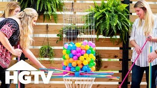 DIY Backyard Kerplunk Game  HGTV Happy  HGTV [upl. by Rustie574]