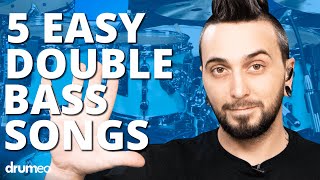 5 Easy Double Bass Songs  Drum Lesson [upl. by Enaid]