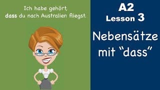 Learn German  Konjunktion quotdassquot  Nebensatz  German for beginners  A2  Lesson 3 [upl. by Akimit489]