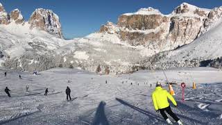 Canazei Belvedere ski area Val di Fassa Dolomiti Italy Sellaronda [upl. by Ellard]