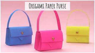 How To Make Origami Paper Handbag  Paper Purse [upl. by Euqenimod]