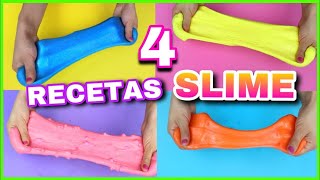 4 RECETAS PARA HACER SLIME  SLIME FÁCIL Y SIN BÓRAX  NatyGloss [upl. by Airretal]