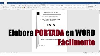 CÓMO HACER UNA PORTADA EN WORD FÁCILMENTE [upl. by Tnahs25]