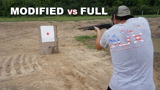 MODIFIED VS FULL CHOKE Shotgun Pattern Testing [upl. by Wallack339]