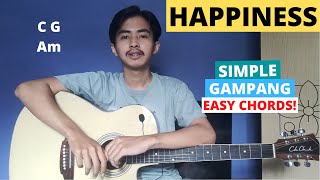 CHORD SIMPLE GAMPANG Happiness  Rex Orange County Tutorial Gitar Easy Chords [upl. by Wiggins]