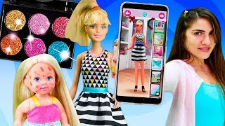 Barbie giyim ve makyaj yapma oyunu Barbie ailesi videosu [upl. by Nealah]