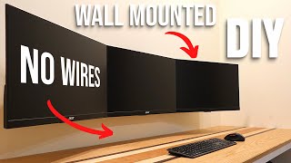 How To Wall Mount Triple Monitors amp Awesome Cable Management  DIY  Home Office Makeover Part 2 [upl. by Wj]