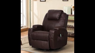 Esright Massage Recliner Chair Heated PU Leather Ergonomic Lounge 360 Degree Swivel review [upl. by Angelis77]