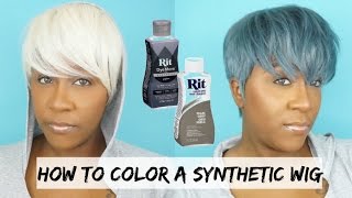 DIY DYE YOUR SYNTHETIC WIG A DIFFERENT COLOR  5 MINUTE TUTORIAL [upl. by Ellennaj]