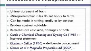 Misrepresentation Lecture 1 of 4 [upl. by Eicnan]