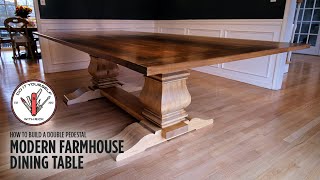 Build a Double Pedestal Modern Farmhouse Dining Table [upl. by Eannaj862]