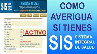 COMO AVERIGUAR SI TIENES SIS ACTIVO  SISTEMA INTEGRAL DE SALUD  ACTUALIZADO 2020 [upl. by Ilil]