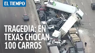 Video del choque de 100 autos en Texas que dejó al menos 5 muertos  El Tiempo [upl. by Chuipek873]