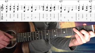 Au Claire de la Lune Fingerstyle Guitar easy [upl. by Cooe]