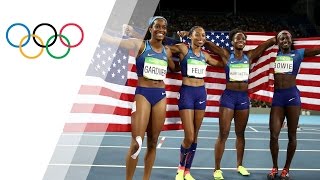 USA Womens 4x100m Relay wins gold [upl. by Airdnala706]