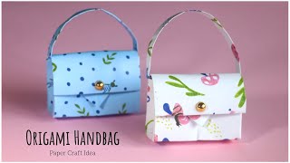 How To Make Paper Handbag Origami Paper Bag Tutorial Step by Step EASY [upl. by Jablon]