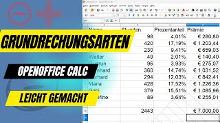 Open Office Calc Grundrechenarten erklärt  Addieren Subtrahieren Multiplizieren Dividieren [upl. by Northrup]