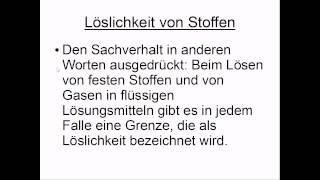 Löslichkeit von Stoffen [upl. by Eelrihs]